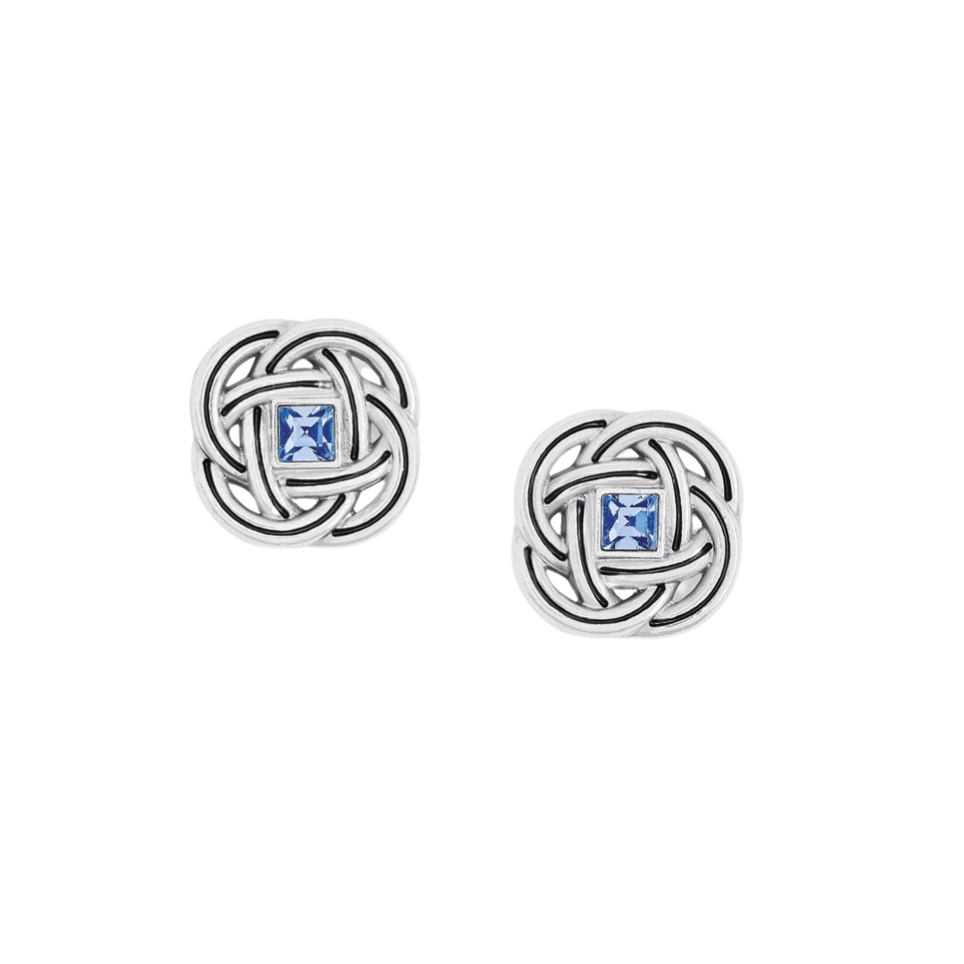Brighton Women's Interlok Shine Post Silver-Light Sapphire Earrings