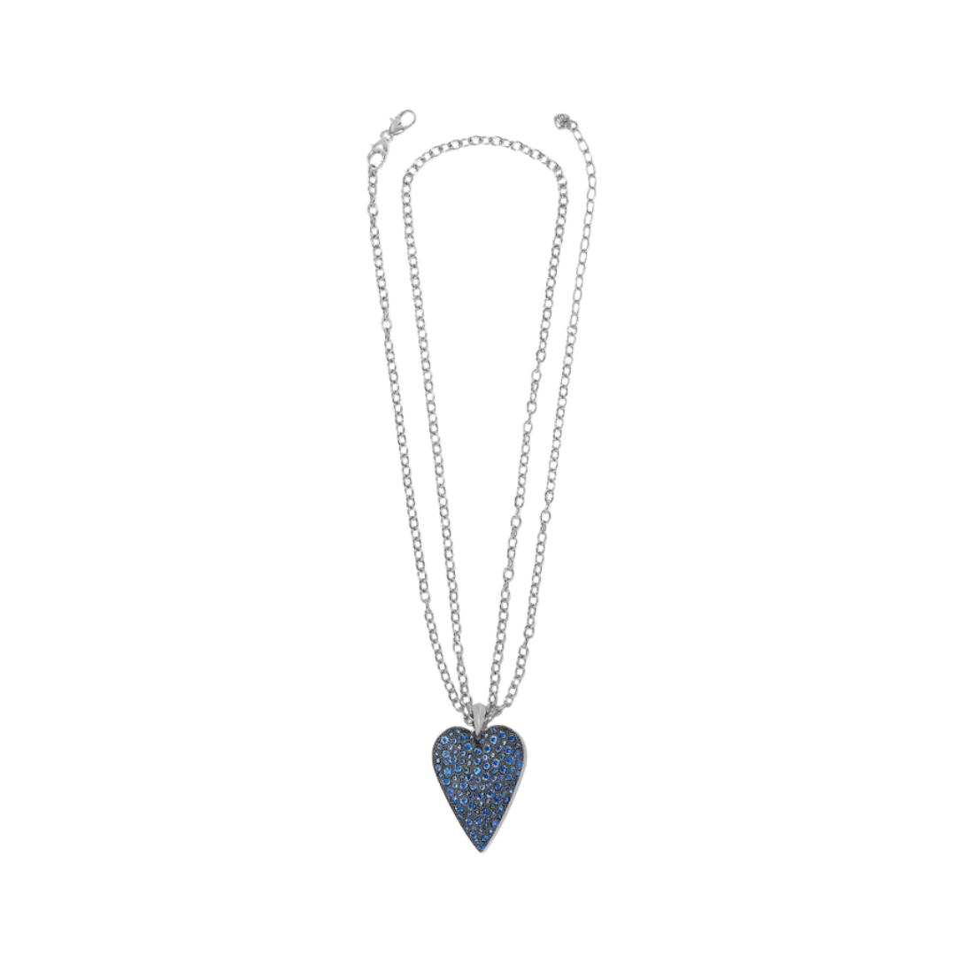Brighton Women's Glisten Heart Convertible Silver Blue Necklace