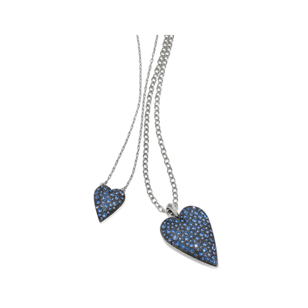 Brighton Women's Glisten Heart Convertible Silver Blue Necklace