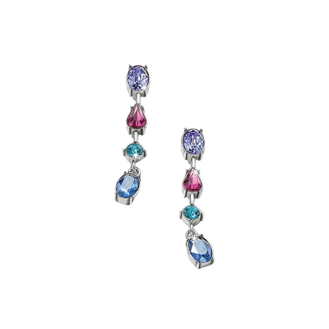 Brighton Women's One Love Jewel Slim Post Drop Silver Multicolor Earrings