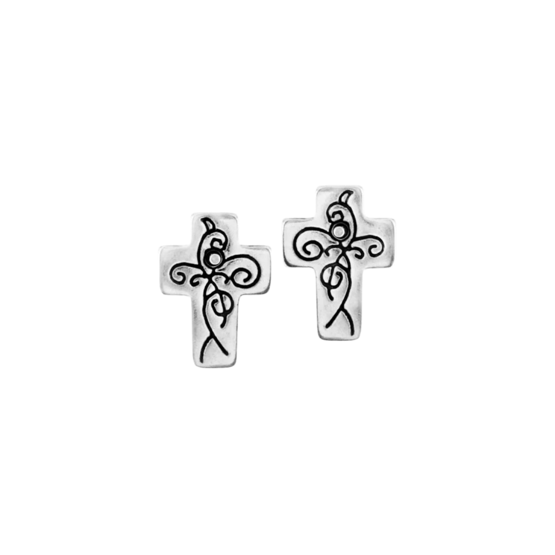 Brighton Women's True Cross Mini Post Silver Earrings