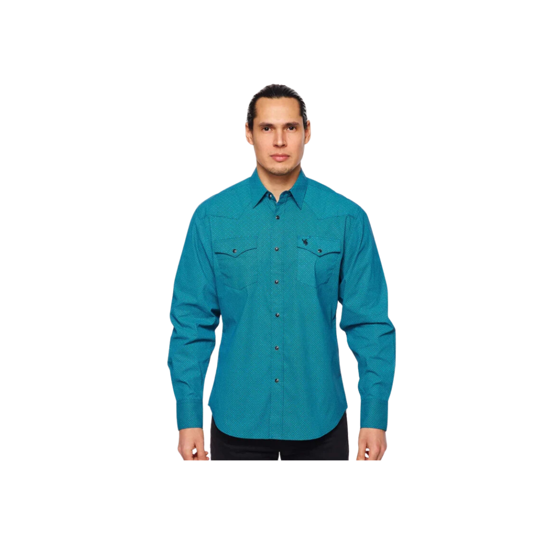 Avalon Men's Rodeo Western Print Long Sleeve Shirt