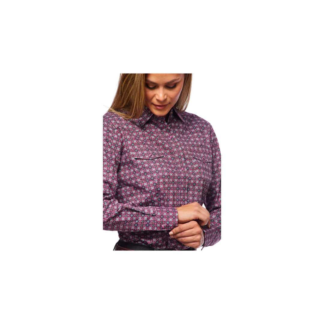 Avalon Women's Print Western Inspired Long Sleeves Button Shirts