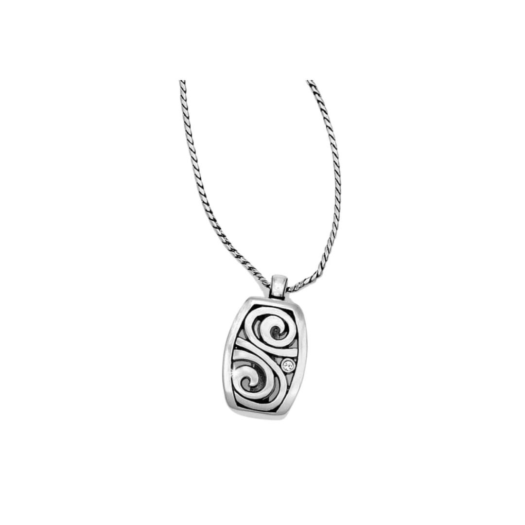 Brighton Women's London Groove Badge Clip Silver Necklace