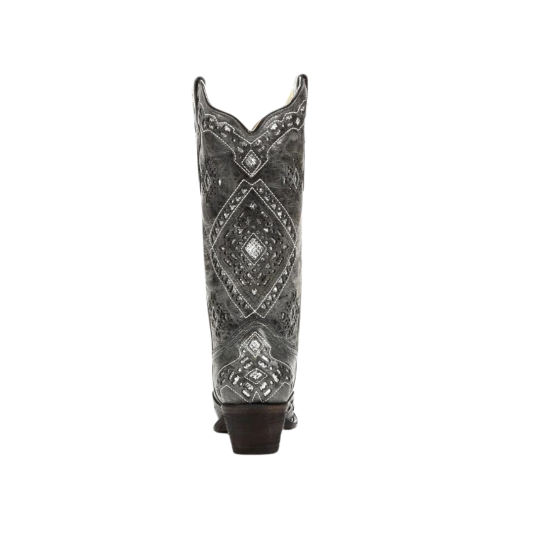 Corral Women's Brandy Glitter Inlay Snip Toe Grey Boots