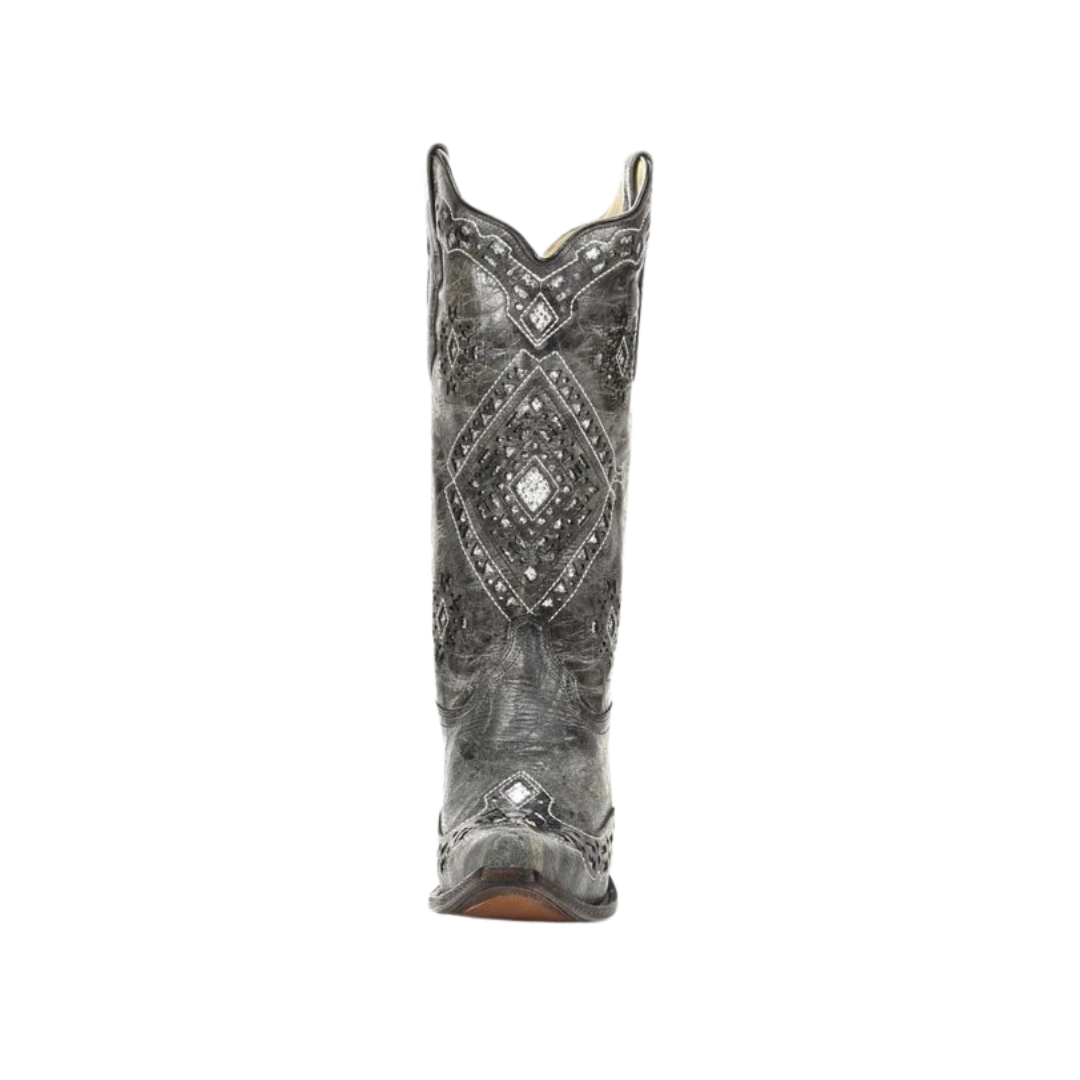 Corral Women's Brandy Glitter Inlay Snip Toe Grey Boots