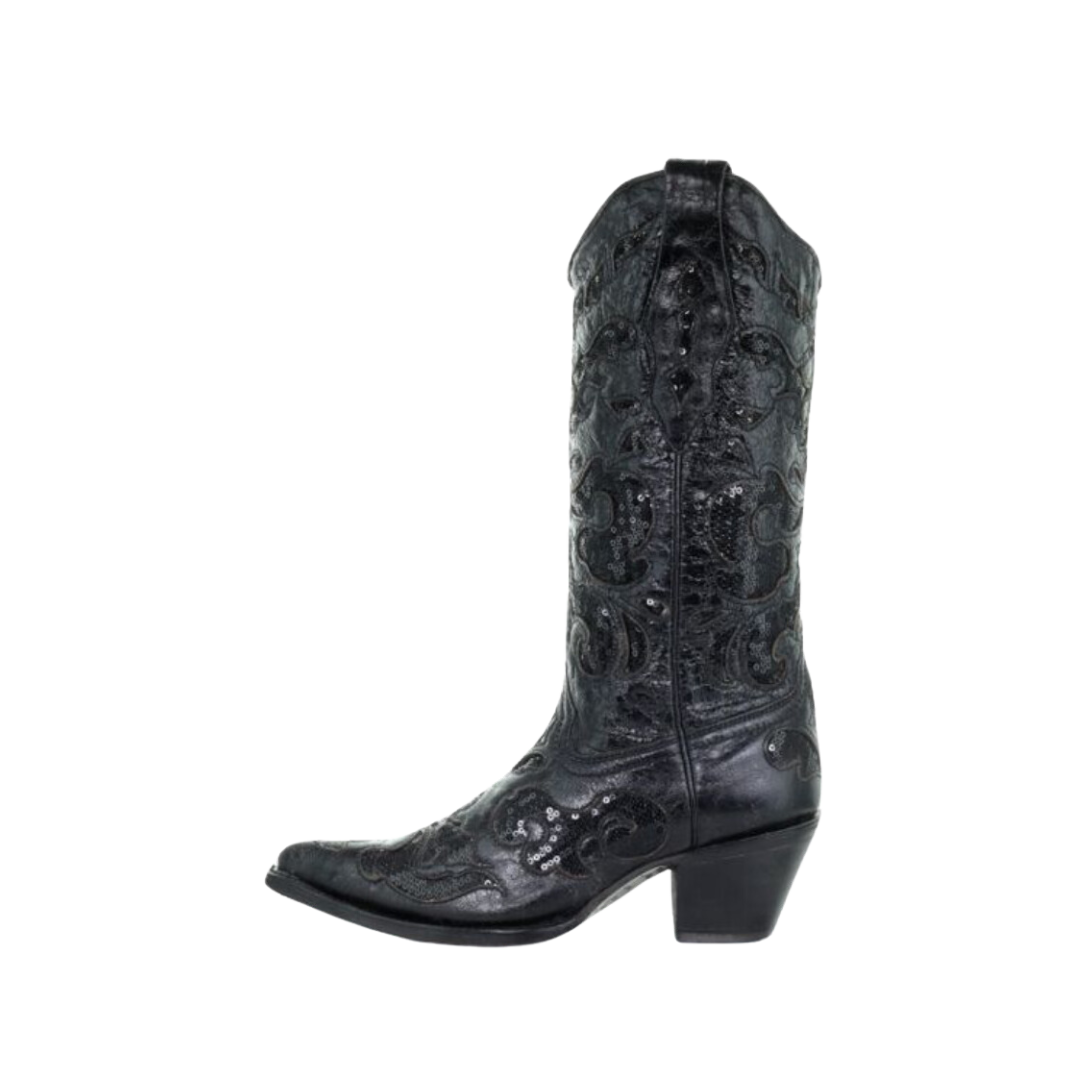Corral Women's Goat Sequins Inlay Black Boots