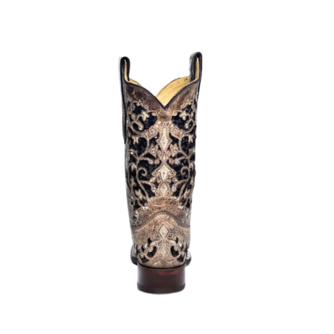 Corral Women's Inlay Flowered Embroidery & Studs Brown Boots