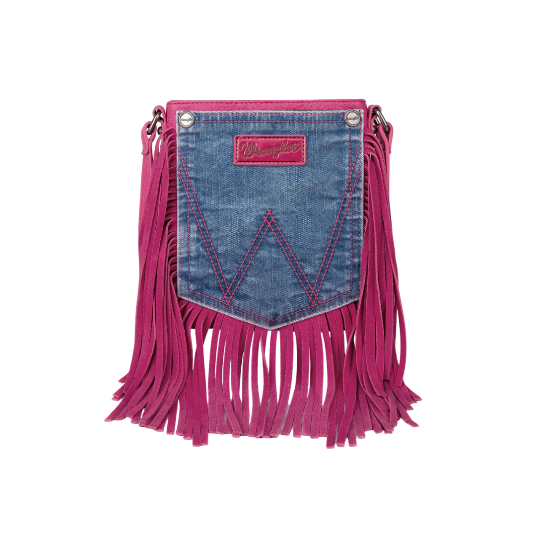 Wrangler Women's Fringe Denim Pocket Pink Purse