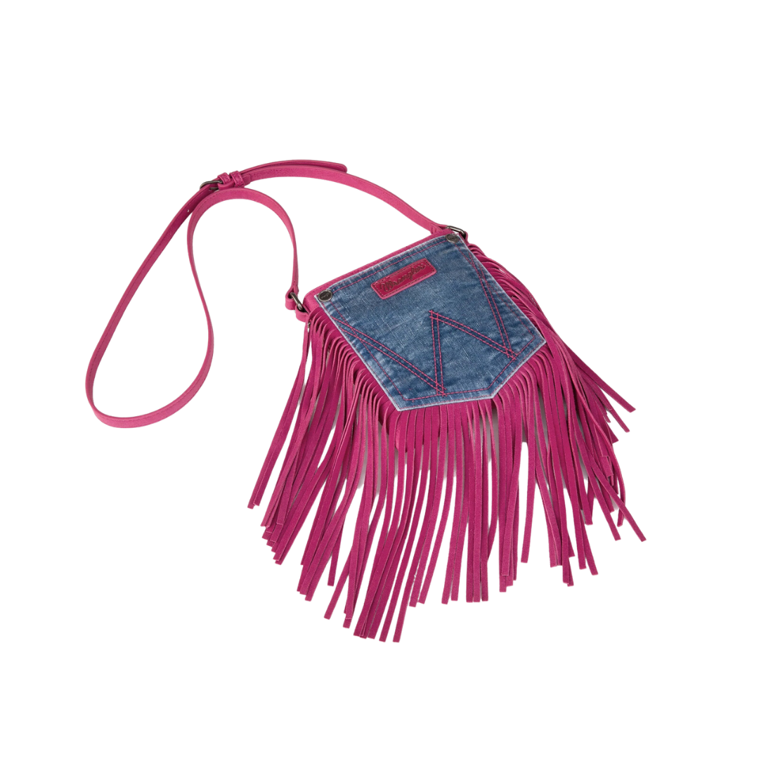 Wrangler Women's Fringe Denim Pocket Pink Purse