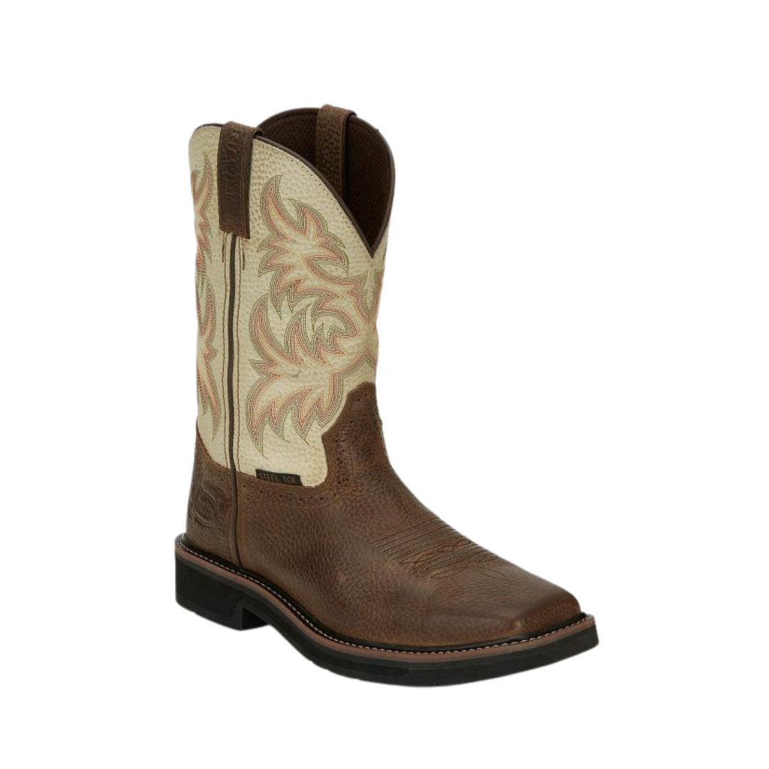 Justin Men's Electrical Hazard Steel Work Toe Brown Boots