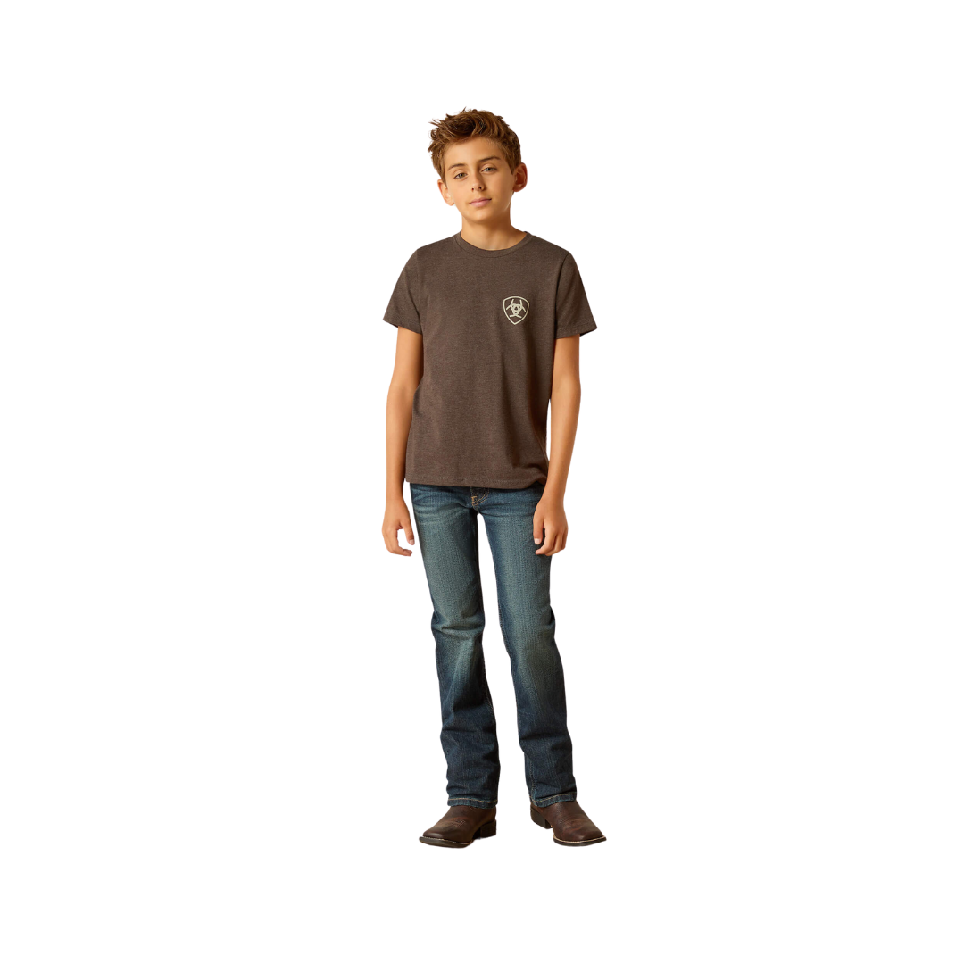 Ariat Youth Boy's Rider Label Brown Tee Shirt
