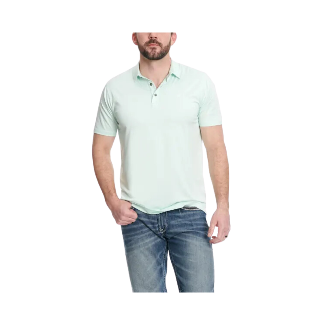 Ariat Men's Soft Pale Sea Green 2.0 Modern Fit Polo Aqua Shirt