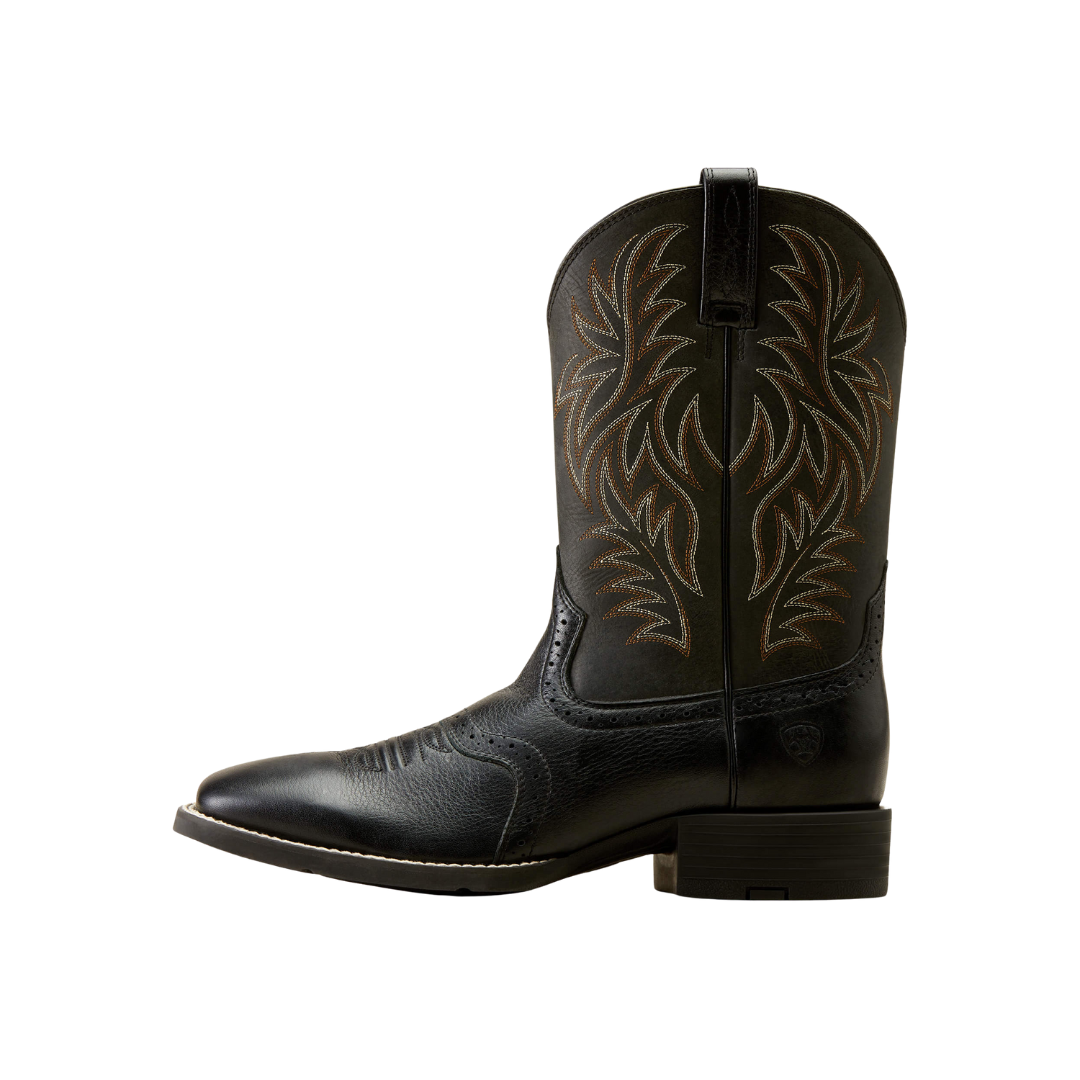 Ariat Men's Sport Wide Cowboy Deertan Black Boots