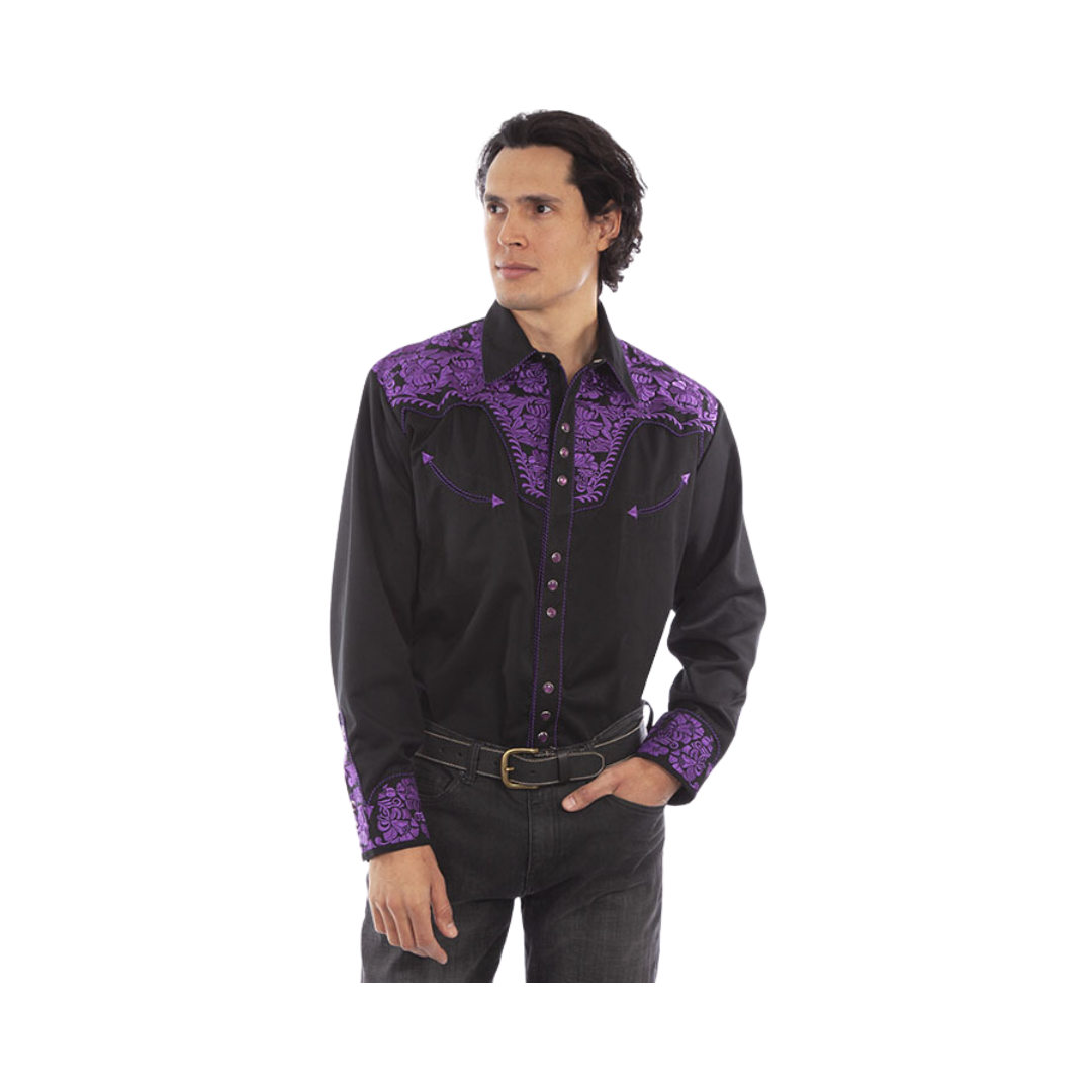 Scully Leathers Men's Western Purple Shirt