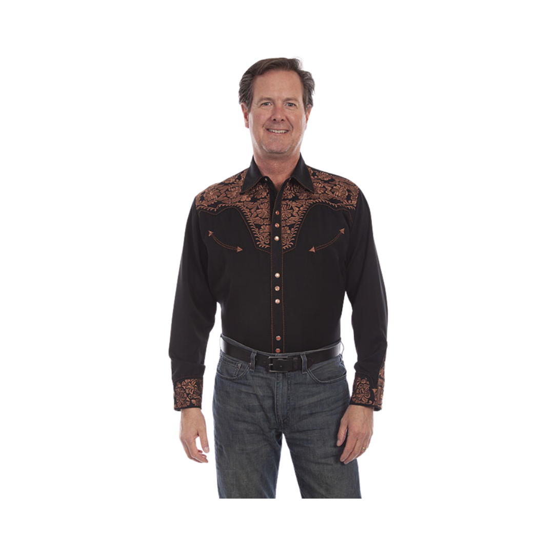Scully Leathers Men's Western Black Shirt