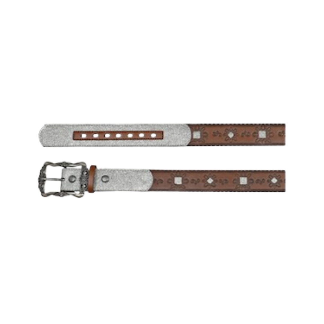 Catchfly Women's Leather Silver Brown Belt