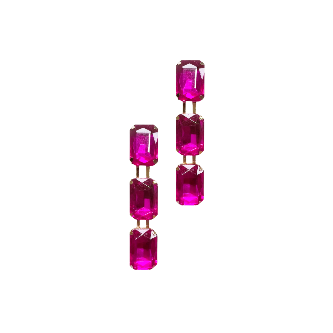 Southern Grace Women's Hot Pink Triad Dangle Earrings