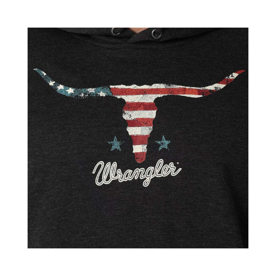 Wrangler Men's Longhorn American Flag Pullover Hoodie