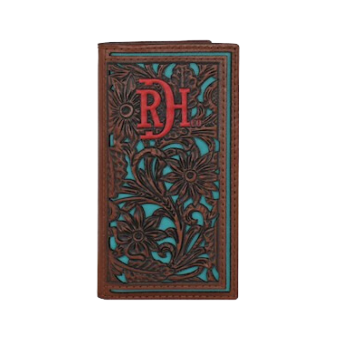 Red Dirt Men's Tooled Leather Turquoise Wallet