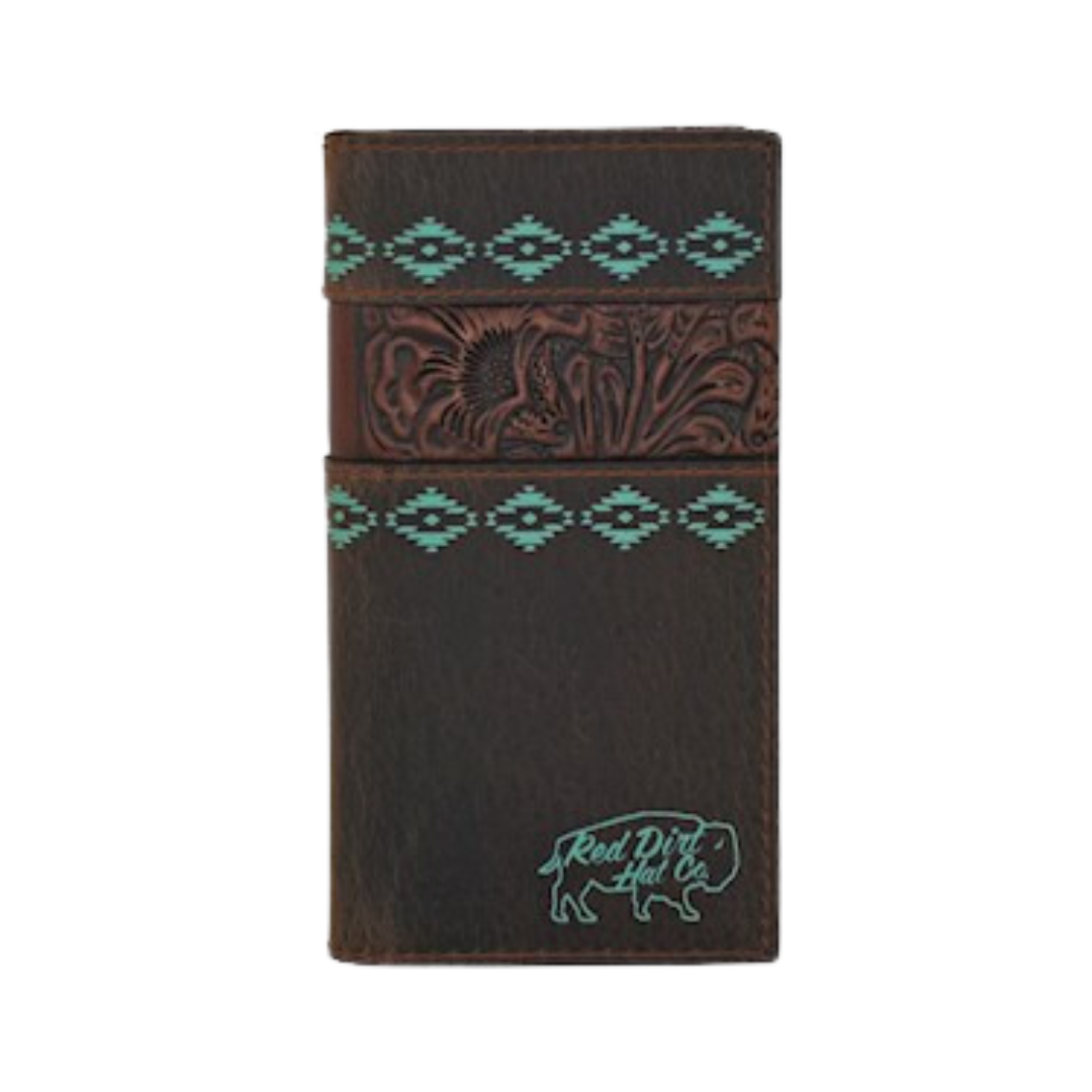 Red Dirt Men's Tooled Leather Turquoise Wallet