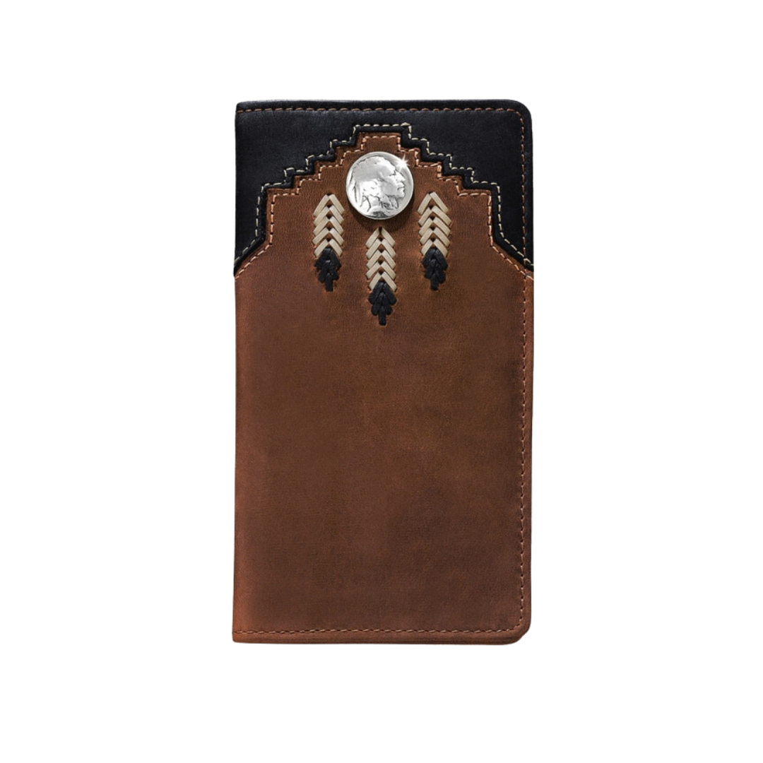 Justin Men's Checkbook Bifold Brown Wallet
