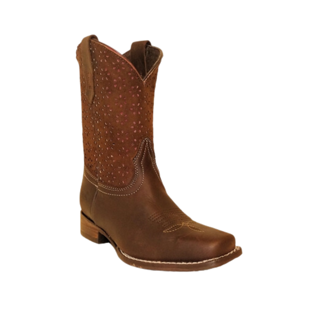 Pecos Bill Youth Girl's Pecos Leather Sole Brown Boots