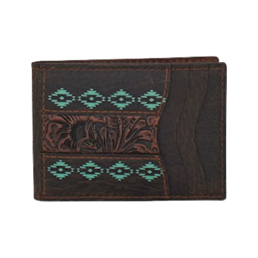 Red Dirt Men's Bifold Tooled Accent Turquoise Wallet