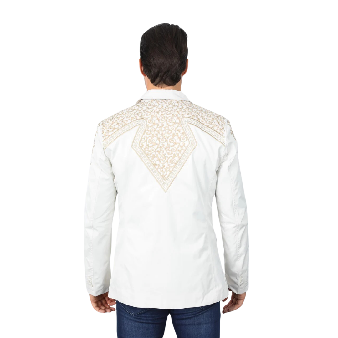 Platini Men's Embroidery Fashion Beige Blazer
