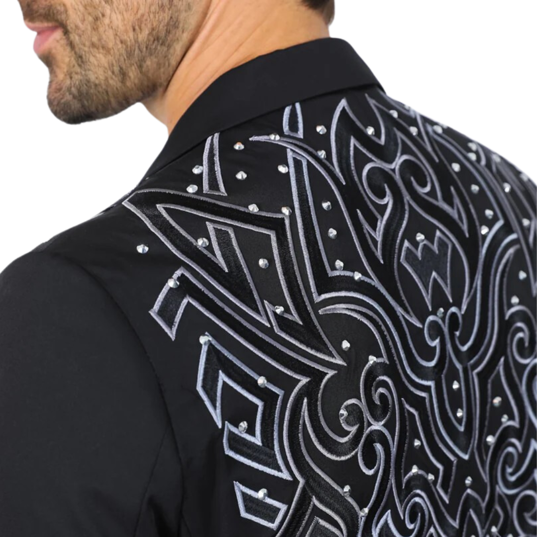 Platini Men's Embroidery Fashion Black Blazer