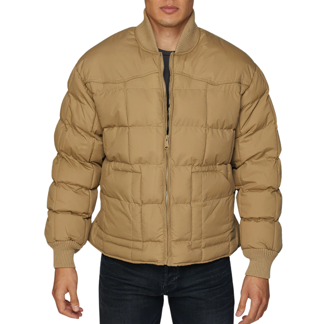 Avalon Men's Nylon Quilted Puffer Khaki Jacket