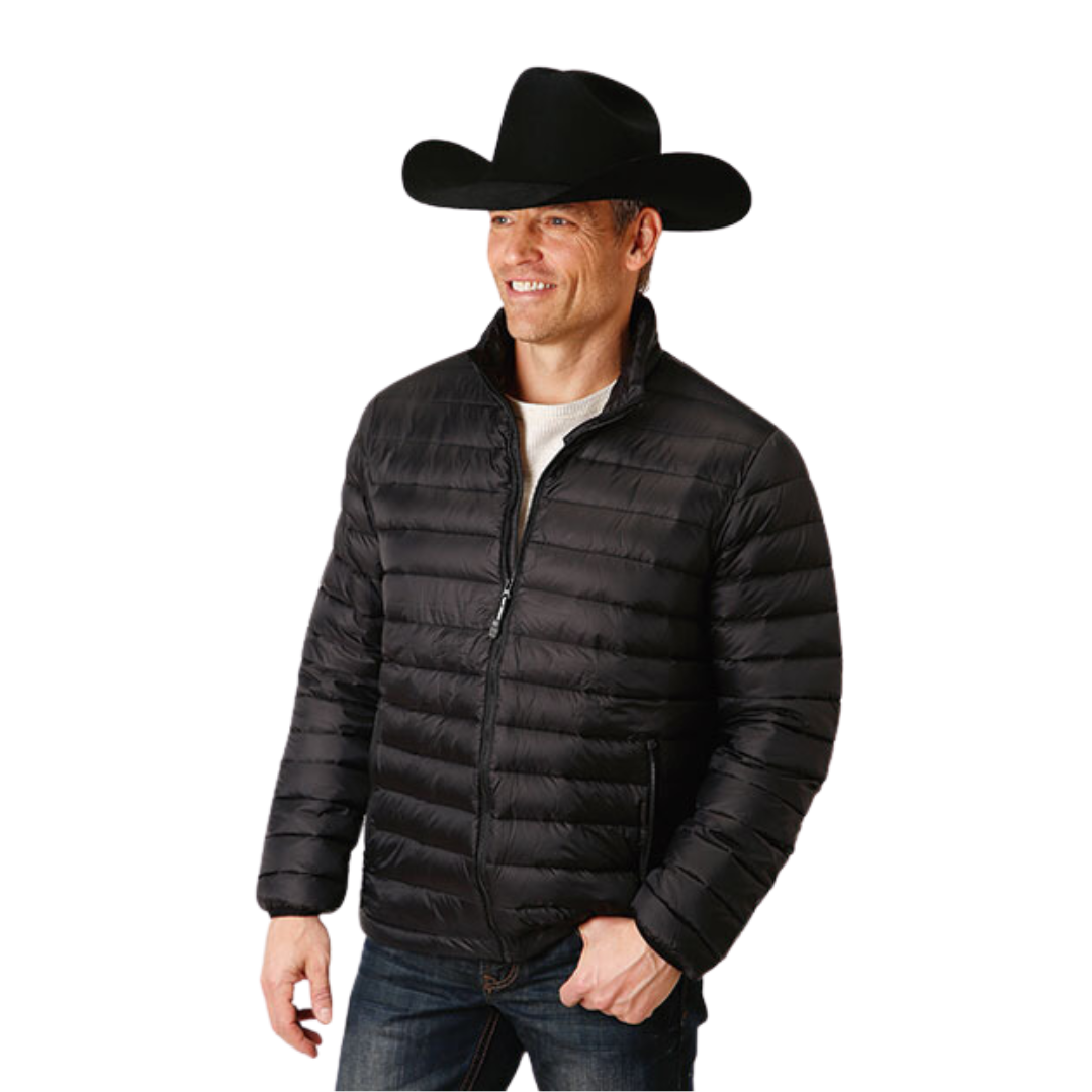 Roper Men's Nylon Down Proof Black Jacket