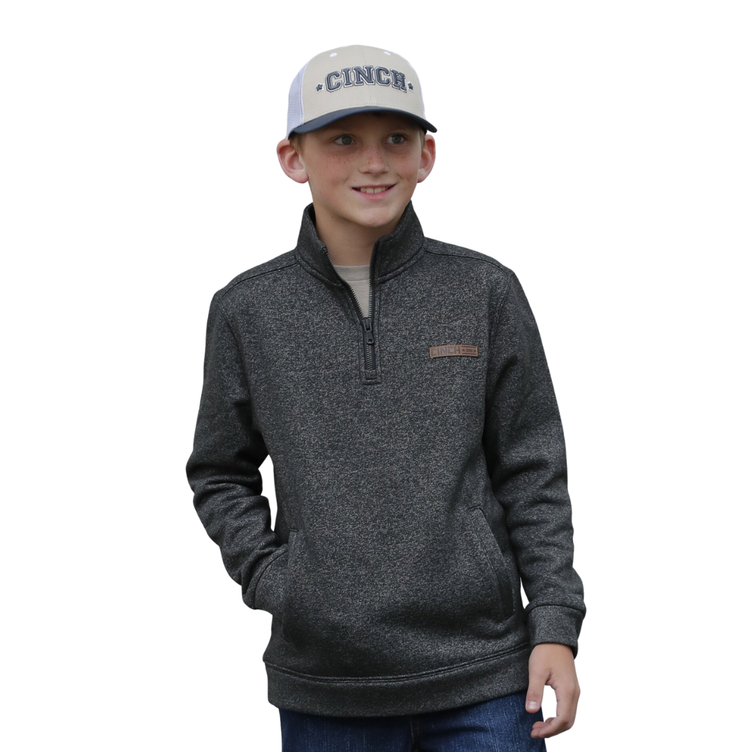 Cinch Youth Boy's Match Dad Zip Black Pullover
