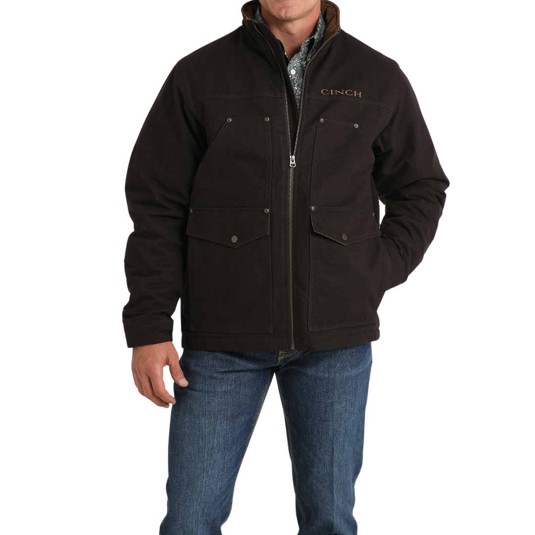 ◆DEINET◆ CUTTING SLIM LINE JACKET IN CHARCOAL KDTFU4S31110 Cinch Men's Carry Canvas Brown Jacket | Stylish Conceal