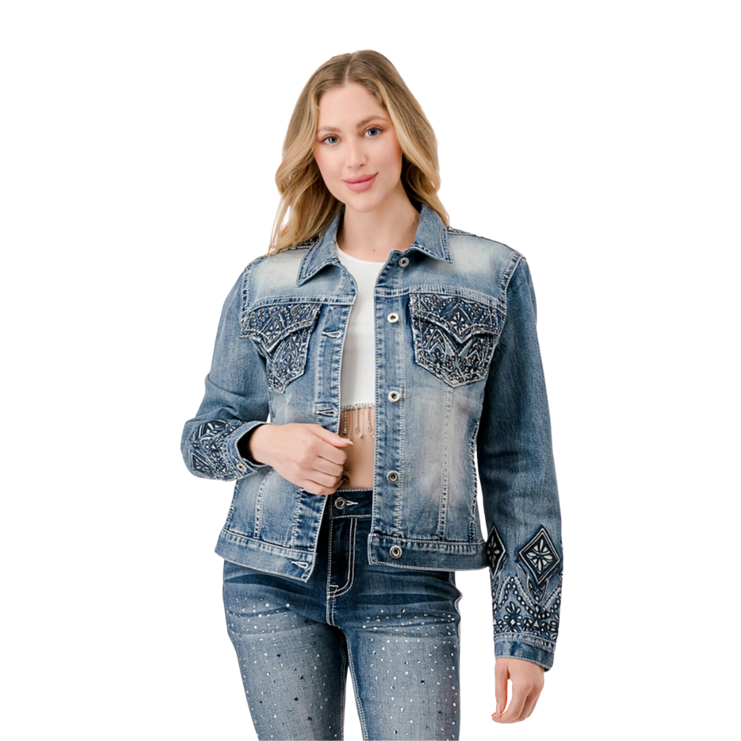 Grace Women's Aztec Denim Jacket