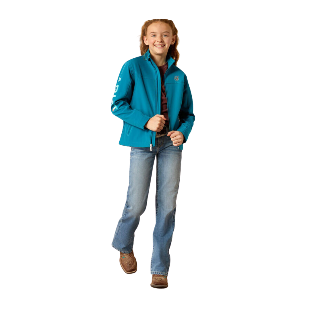 Ariat Youth Girl's New Team Softshell Ocean Print Blue Jacket