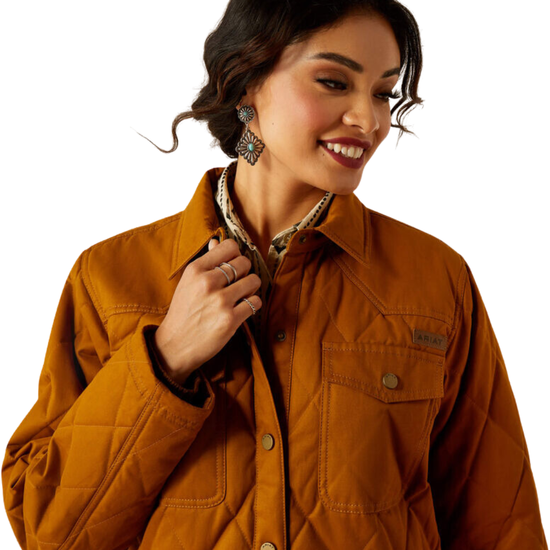 Ariat Women's Grizzly Quilted Barn Chesnut Horse Jacket