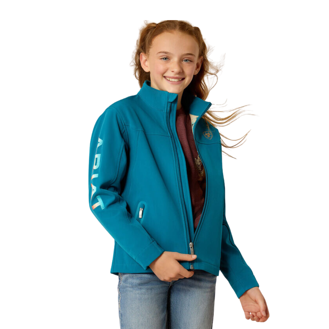 Ariat Youth Girl's New Team Softshell Ocean Print Blue Jacket