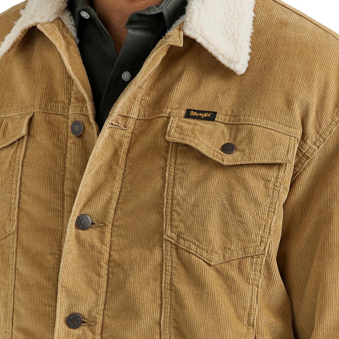 Wrangler Men's Cowboy Cut Sherpa Lined Corduroy Wheat Jacket