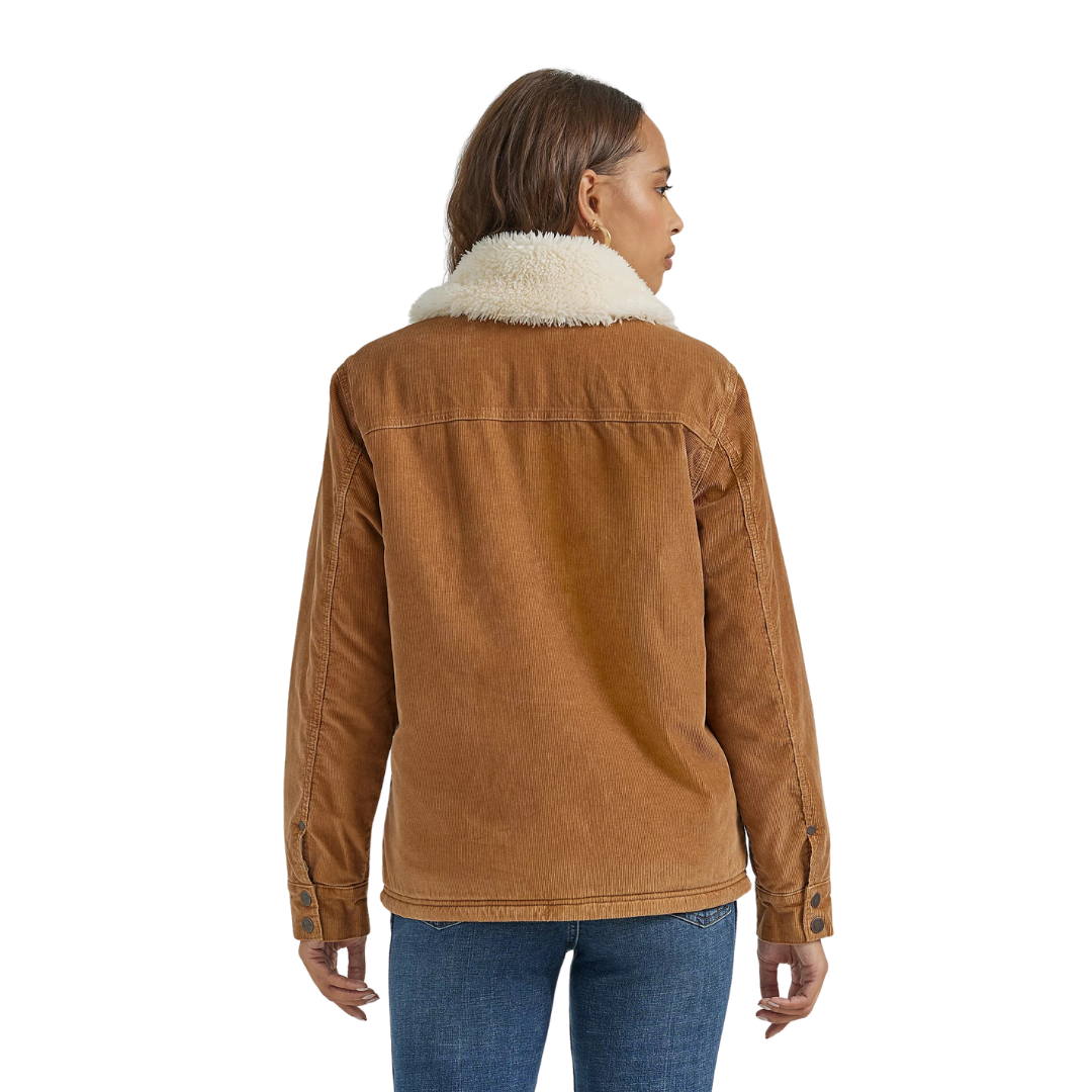 Wrangler Women's Western Sherpa Lined Corduroy Tan Coat