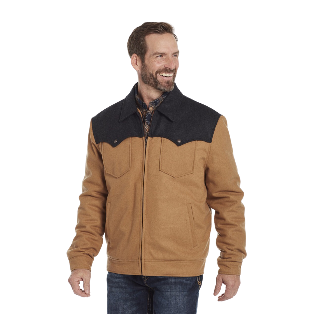 Sidran Men's Two-Toned Wool Melton Zip Front Ranch Jacket