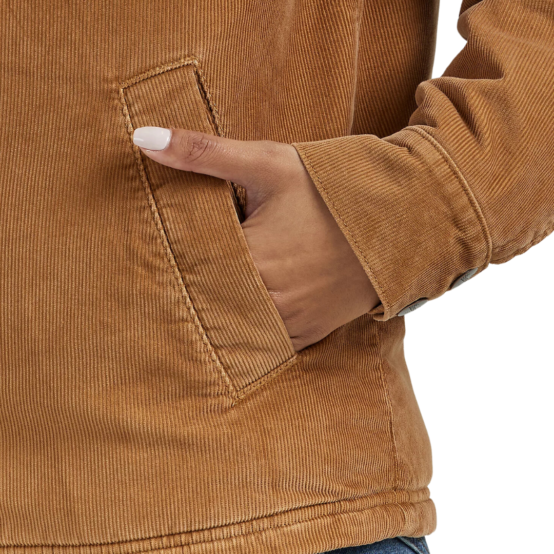 Wrangler Women's Western Sherpa Lined Corduroy Tan Coat
