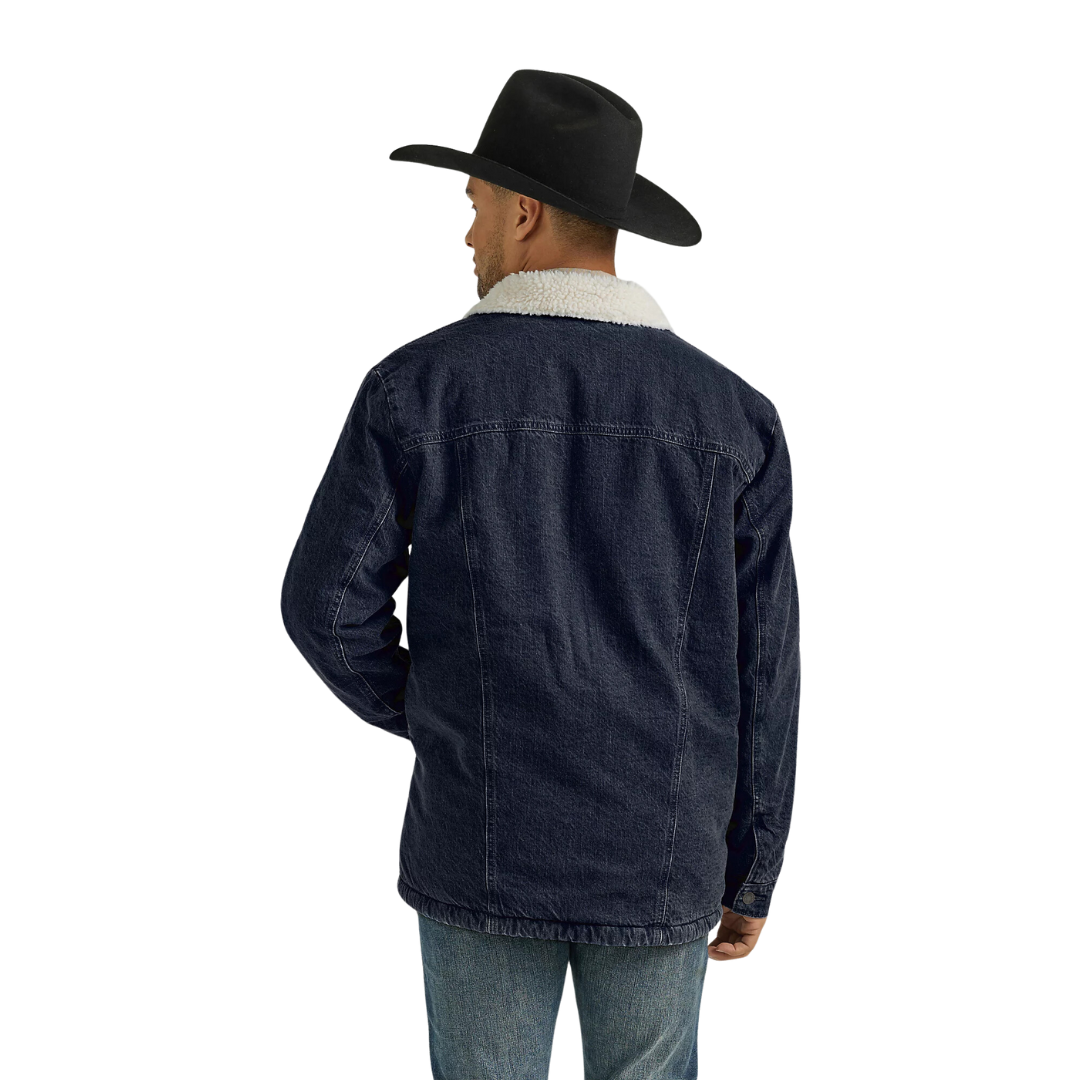 Wrangler Men's Western Sherpa Lined Denim Rustic Navy Jacket