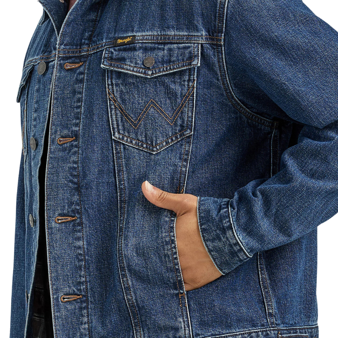 Wrangler Men's Flannel Lined Western Denim Winterberry Jacket