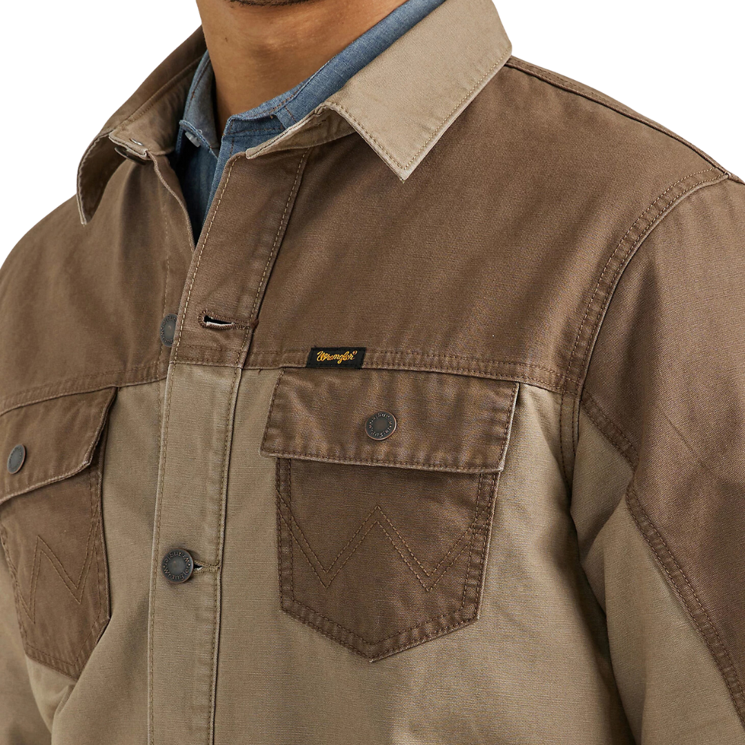 Wrangler Men's Mixed Canvas Chore Sandstone Jacket