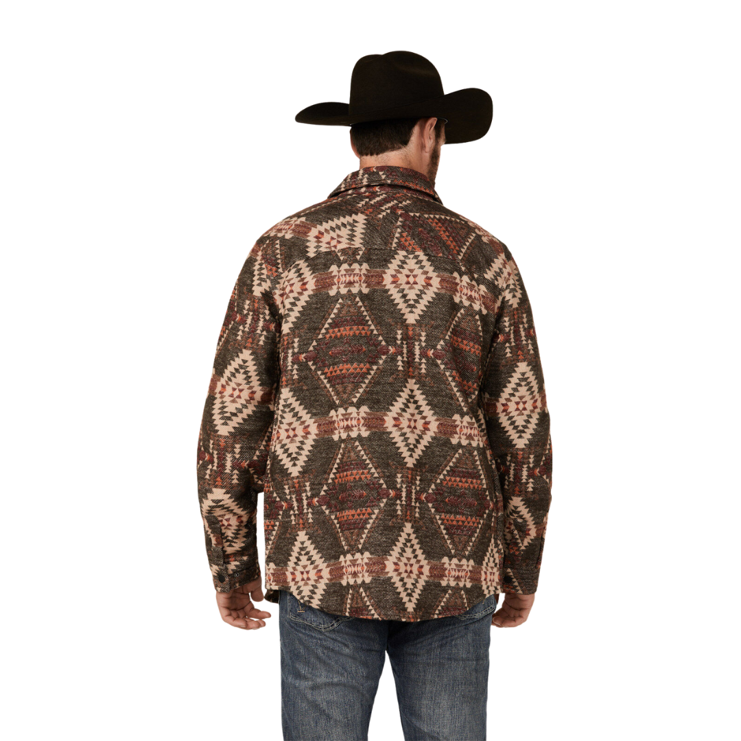 Rock and Roll Men's Southwestern Print Snap Brown Jacket