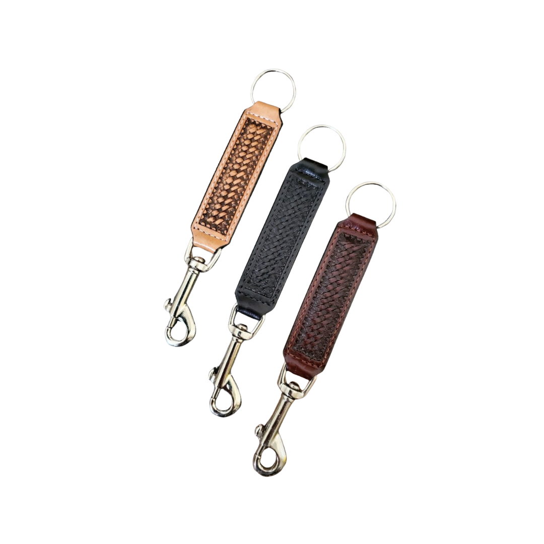 Austin Accent Unisex Leather Basket Weave Multicolor Keychains