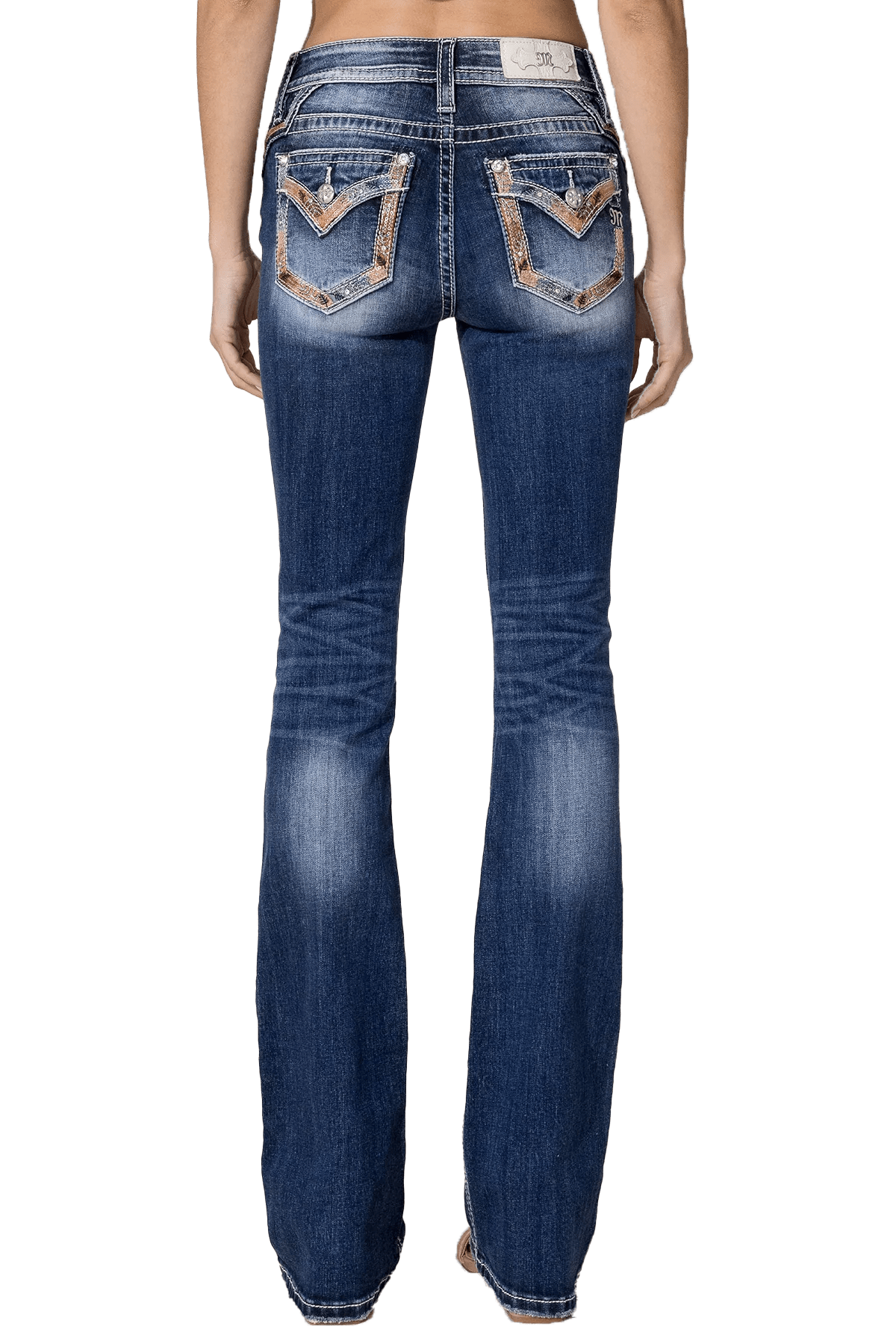 Miss Me Womens Dark Wash Mid-Rise Love Pop Bootcut Jeans