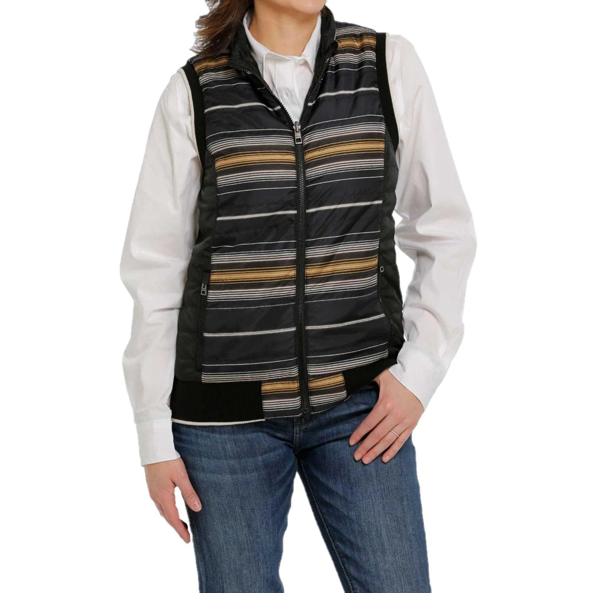 Cruel Girl Women's Striped Black Vest