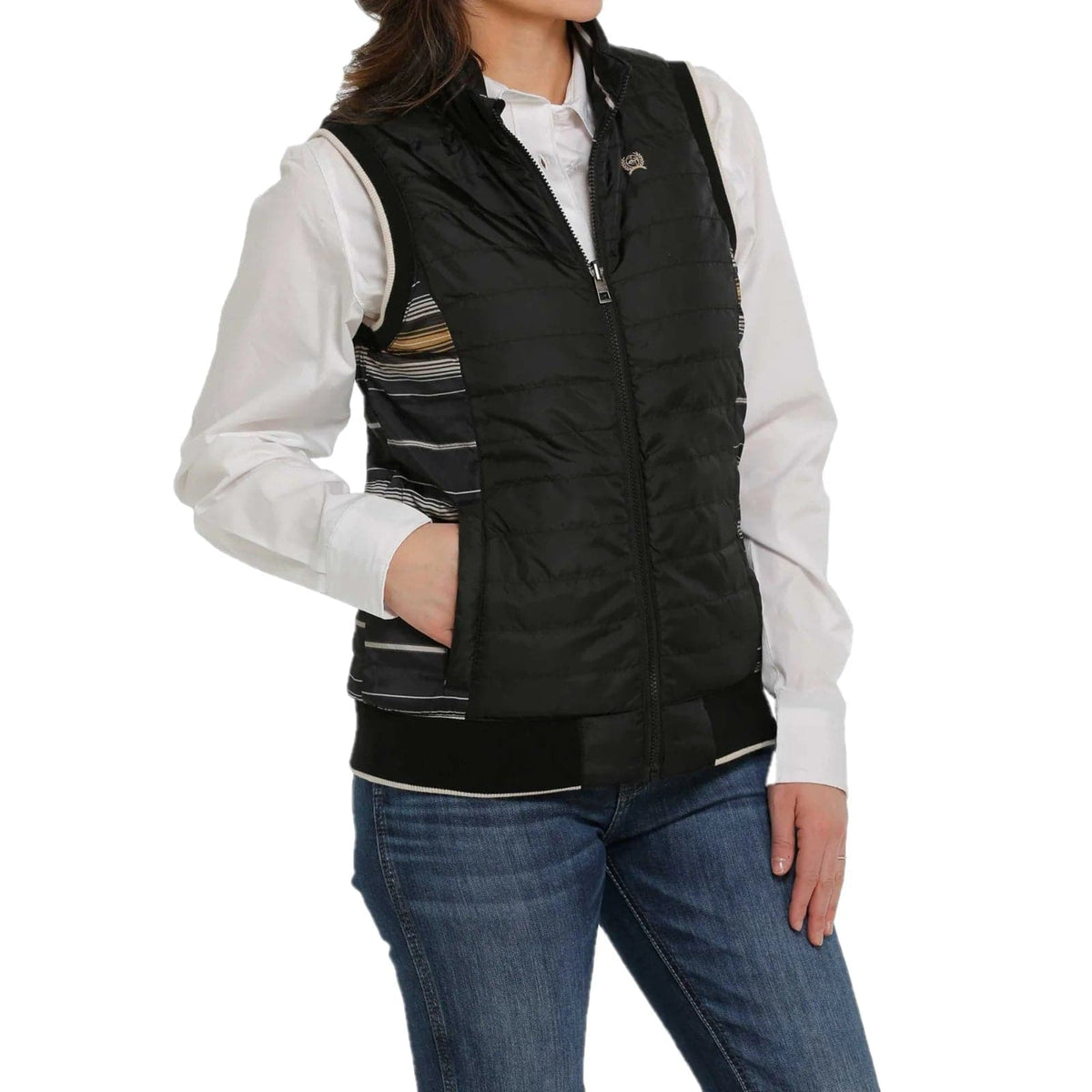 Cruel Girl Women's Striped Black Vest